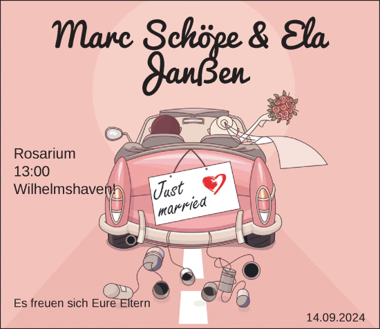 Hochzeitsanzeige von Marc Schöpe von BM