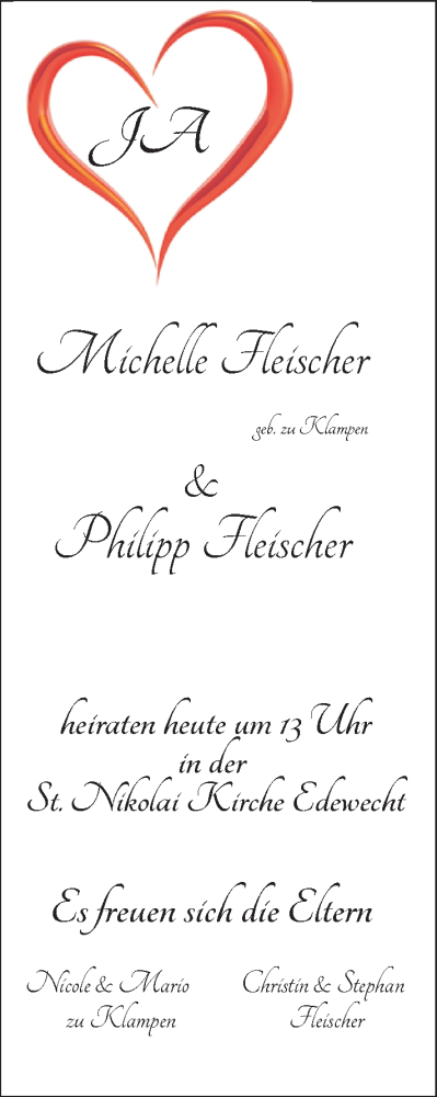 Hochzeitsanzeige von Philipp Fleischer von NWZ