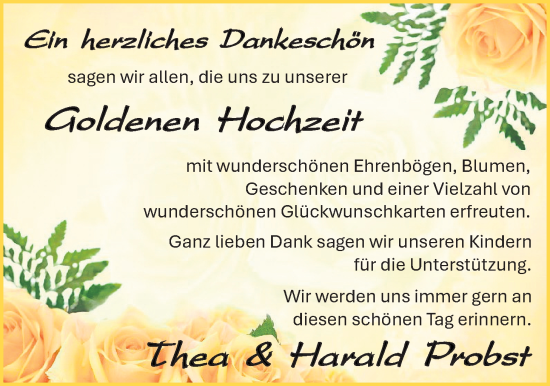Hochzeitsanzeige von Thea Probst von BM