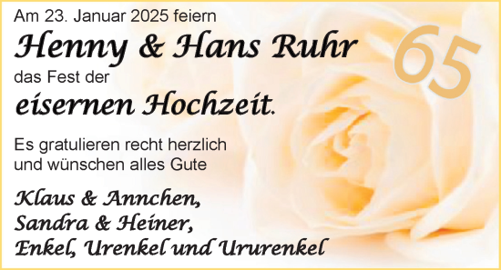 Hochzeitsanzeige von Henny Ruhr von EZ