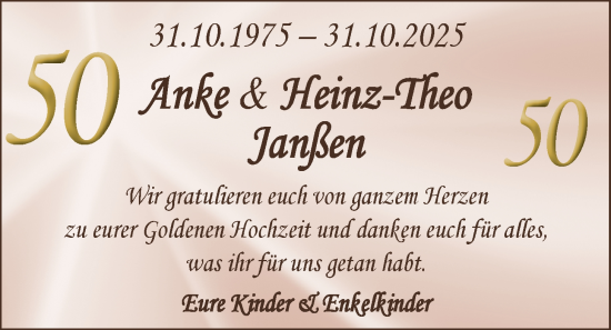 Hochzeitsanzeige von Anke Janßen von BM