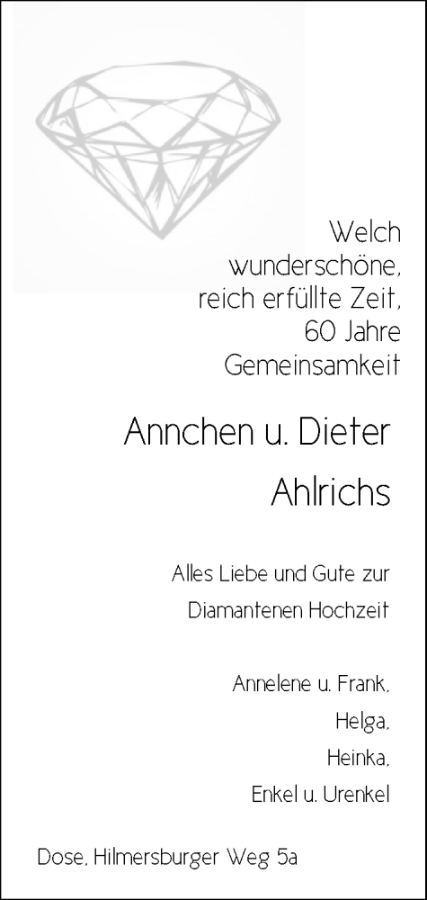 Hochzeitsanzeige von Annchen Ahlrichs von BM