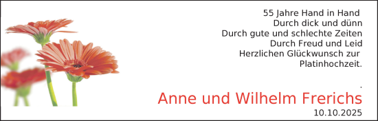 Hochzeitsanzeige von Anne Frerichs von BM