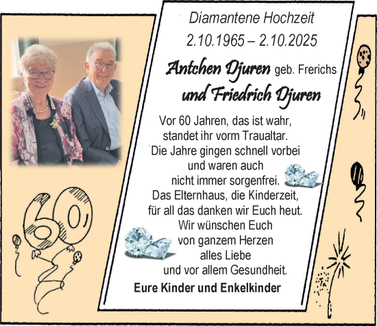 Hochzeitsanzeige von Anttchen Djuren von EZ