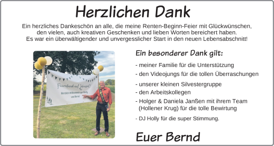 Hochzeitsanzeige von Bernd  von NWZ