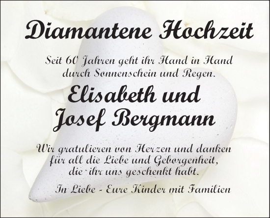 Hochzeitsanzeige von Elisabeth Bergmann von NWZ