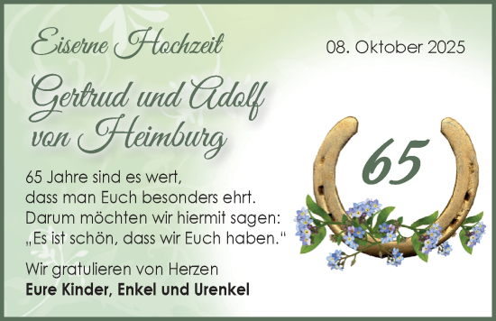 Hochzeitsanzeige von Gertrud von Heimburg von BM