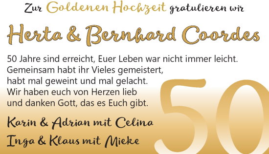 Hochzeitsanzeige von Herta Coordes von BM