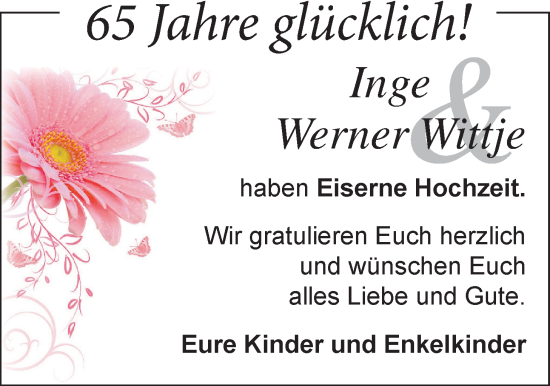 Hochzeitsanzeige von Inge Wittje von NWZ