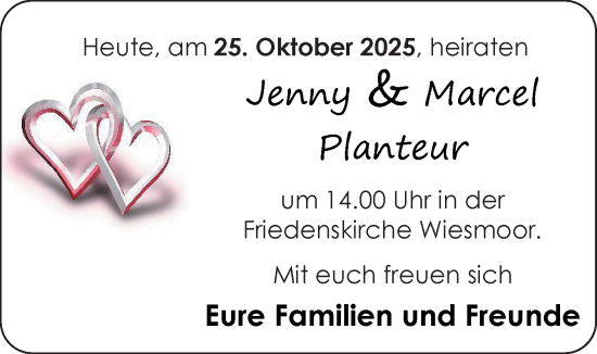 Hochzeitsanzeige von Jenny Planteur von EZ