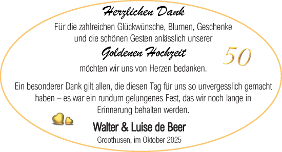 Hochzeitsanzeige von Wallter de Beer von EZ