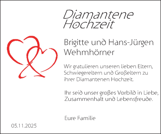 Hochzeitsanzeige von Brigitte Wehmhörner von EZ