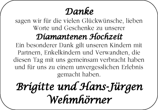 Hochzeitsanzeige von Briigitte   von EZ
