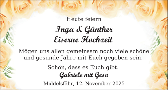 Hochzeitsanzeige von Inga  von BM