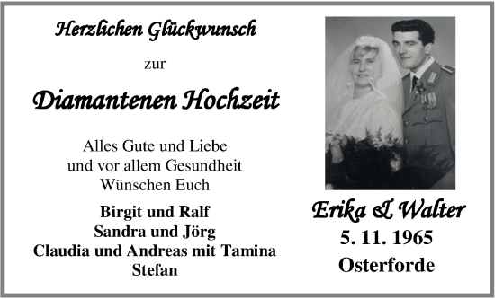 Hochzeitsanzeige von Walter Speckels von NWZ