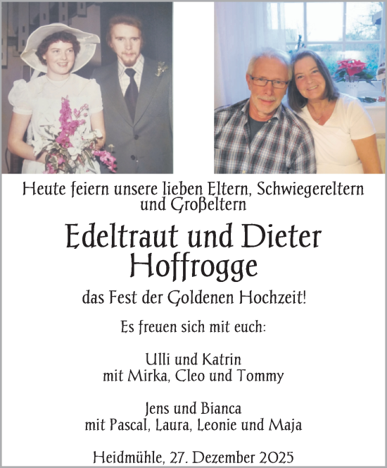 Hochzeitsanzeige von Edeltraut Hoffrogge von BM