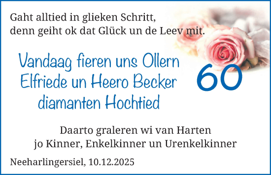 Hochzeitsanzeige von Elfriede Becker von BM