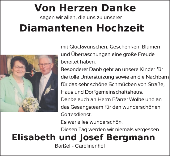 Hochzeitsanzeige von Elisabeth Bergmann von NWZ