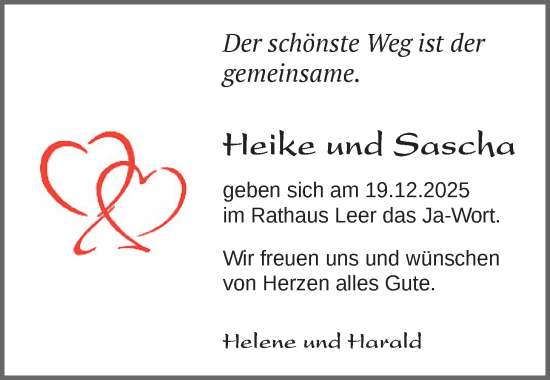 Hochzeitsanzeige von Heike und Sascha  von EZ