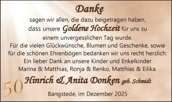 Hochzeitsanzeige von Hinrich Donken von EZ