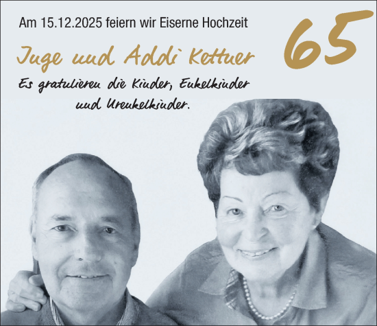 Hochzeitsanzeige von Inge Kettner von NWZ