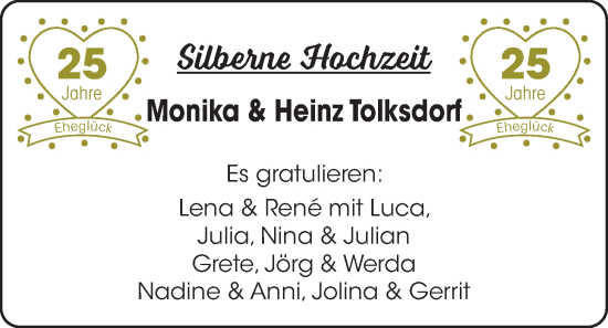 Hochzeitsanzeige von Monika Tolksdorf von BM