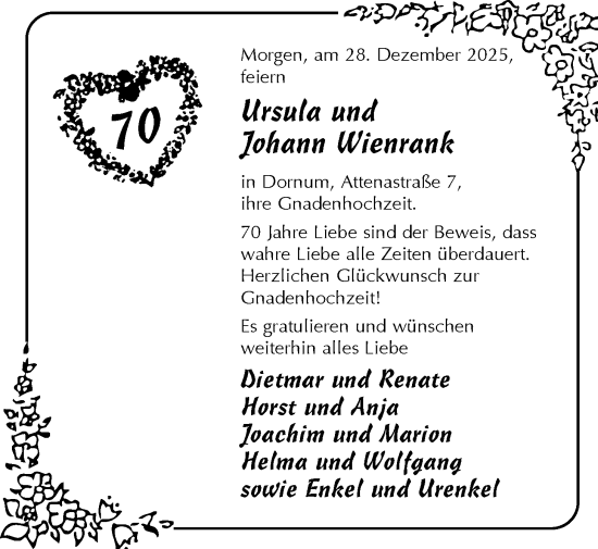 Hochzeitsanzeige von Ursula Wienrank von BM