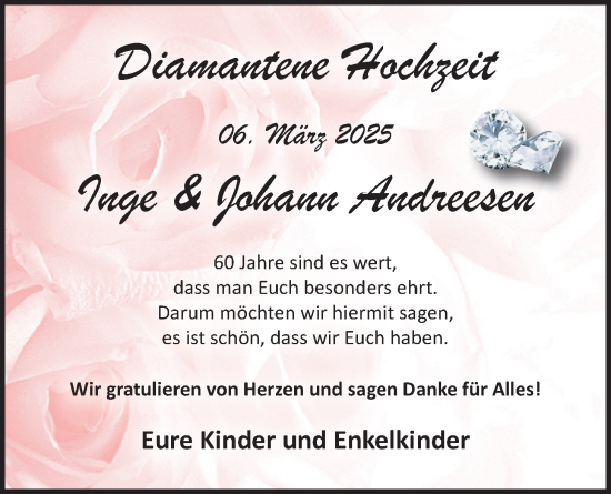 Hochzeitsanzeige von Inge Andreesen von BM