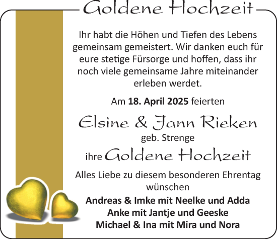 Hochzeitsanzeige von Elsine Rieken von EZ