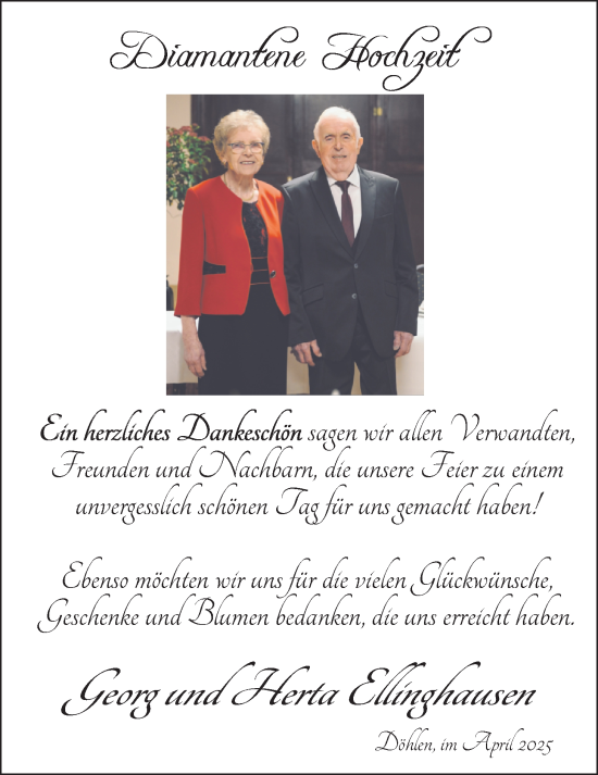 Hochzeitsanzeige von Georg Ellinghausen von NWZ