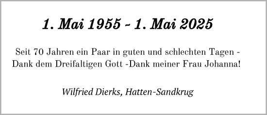 Hochzeitsanzeige von Johanna Dierks von NWZ