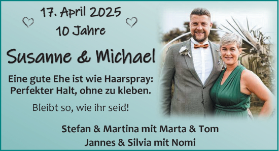 Hochzeitsanzeige von Susanne  von EZ