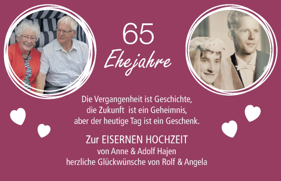 Hochzeitsanzeige von Anne Hajen von BM