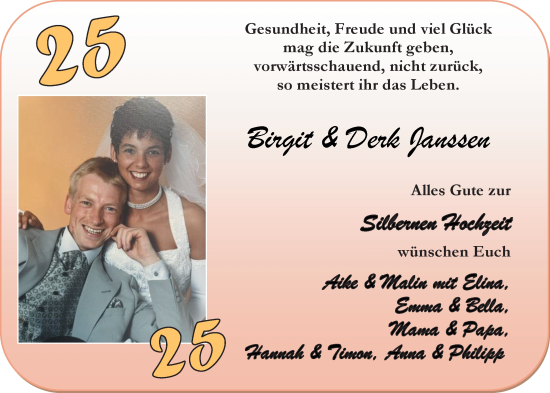 Hochzeitsanzeige von Birgit Janssen von EZ