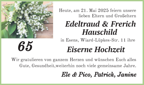 Hochzeitsanzeige von Edeltraud Hauschild von BM