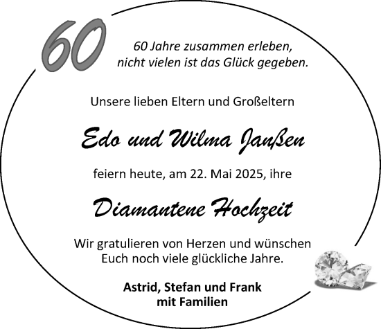 Hochzeitsanzeige von Edo Janßen von EZ