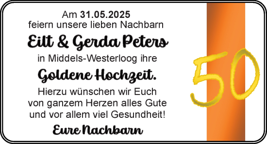 Hochzeitsanzeige von Eillt Peters von EZ