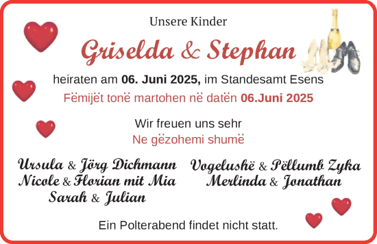 Hochzeitsanzeige von Griselda Zyka von BM