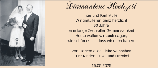 Hochzeitsanzeige von Inge Müller von NWZ
