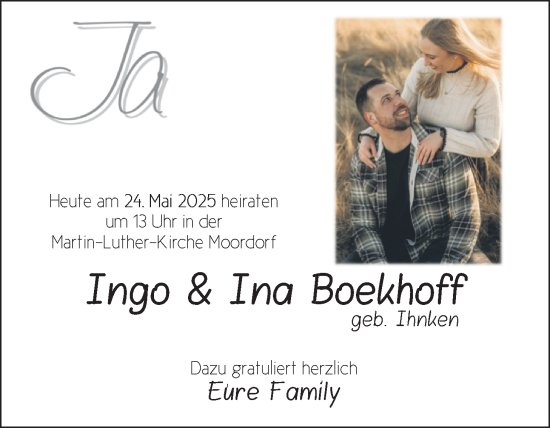Hochzeitsanzeige von Ingo Boekhoff von EZ