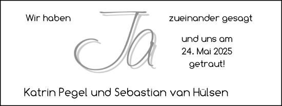 Hochzeitsanzeige von Katrin Pegel von NWZ