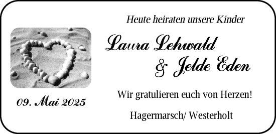 Hochzeitsanzeige von Laura Lehwald von BM