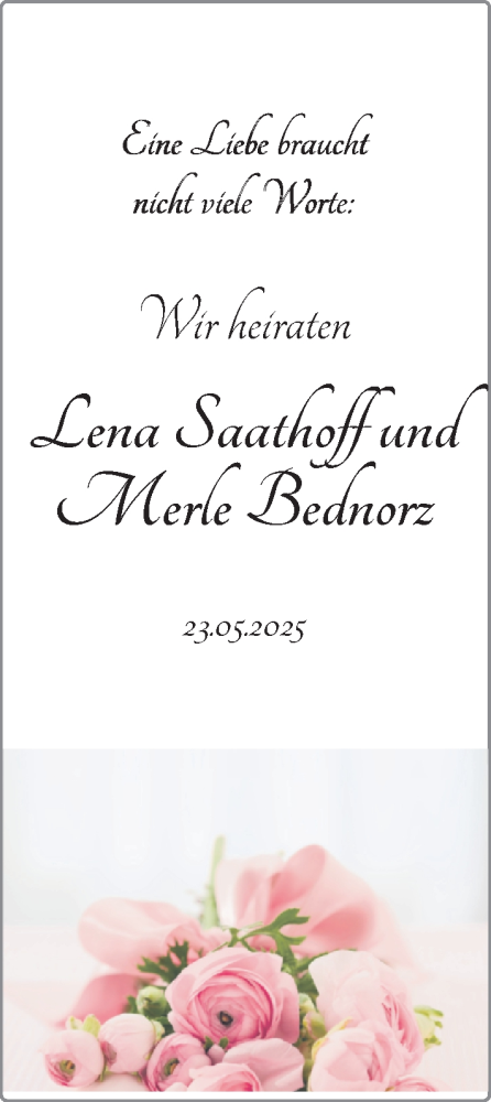 Hochzeitsanzeige von Lena Saathoff von EZ