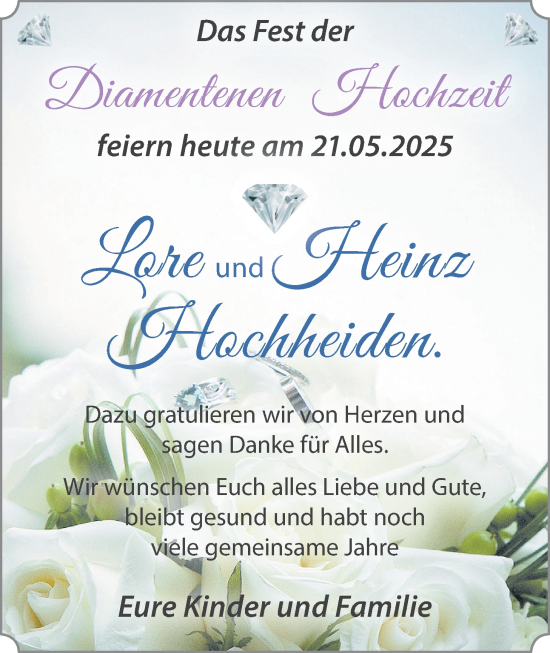 Hochzeitsanzeige von Lore Hochheiden von NWZ