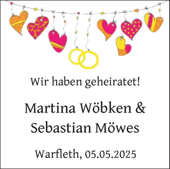 Hochzeitsanzeige von Martina Wöbken von NWZ