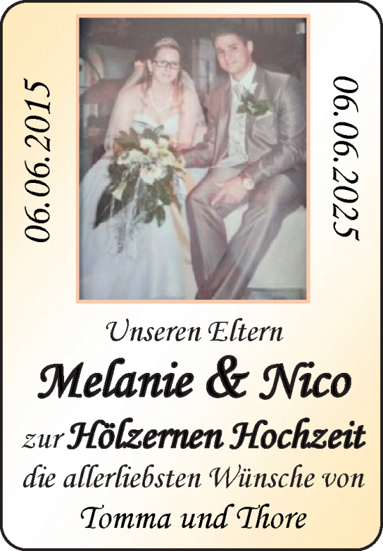 Hochzeitsanzeige von Melanie   von EZ
