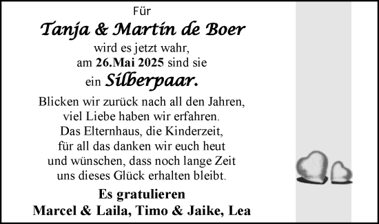 Hochzeitsanzeige von Tannja de Boer von EZ