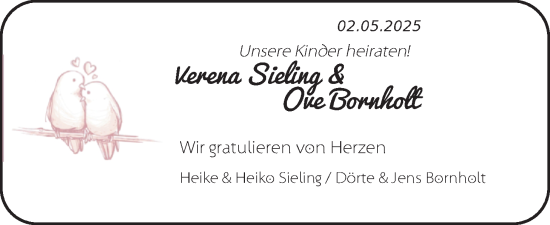 Hochzeitsanzeige von Verena Sieling von BM