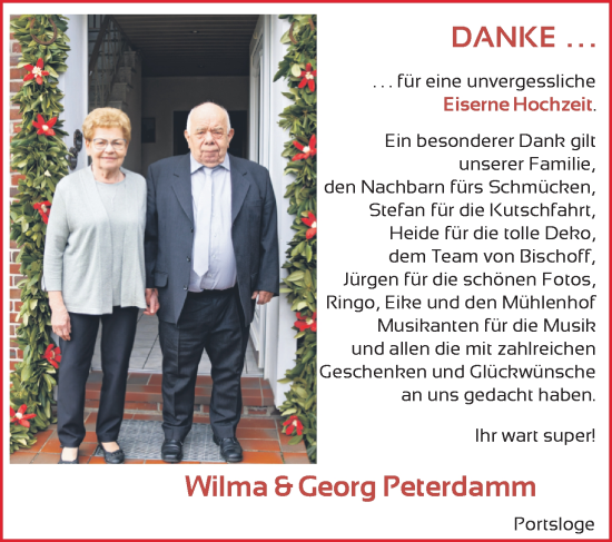 Hochzeitsanzeige von Wilma Peterdamm von NWZ