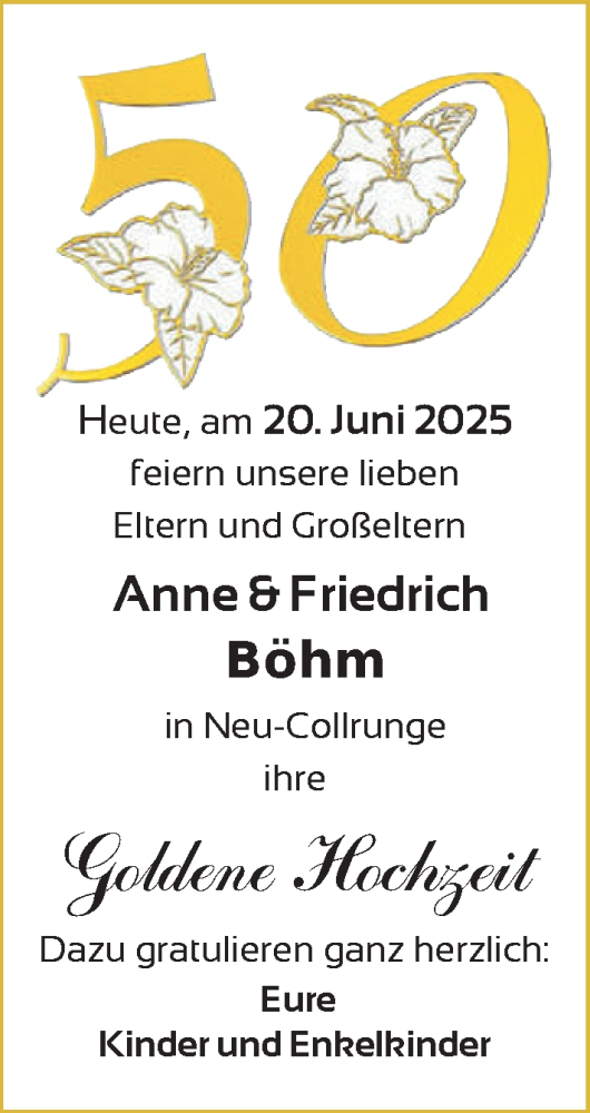 Hochzeitsanzeige von Anne Böhm von BM